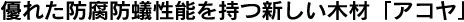 優れた防腐防蟻性能を持つ新しい木材「アコヤ」